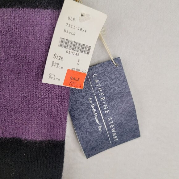 Catherine Stewart Block Stripe Sweater Vest Size L Wool Classic BellePointe Inc - Picture 6 of 10